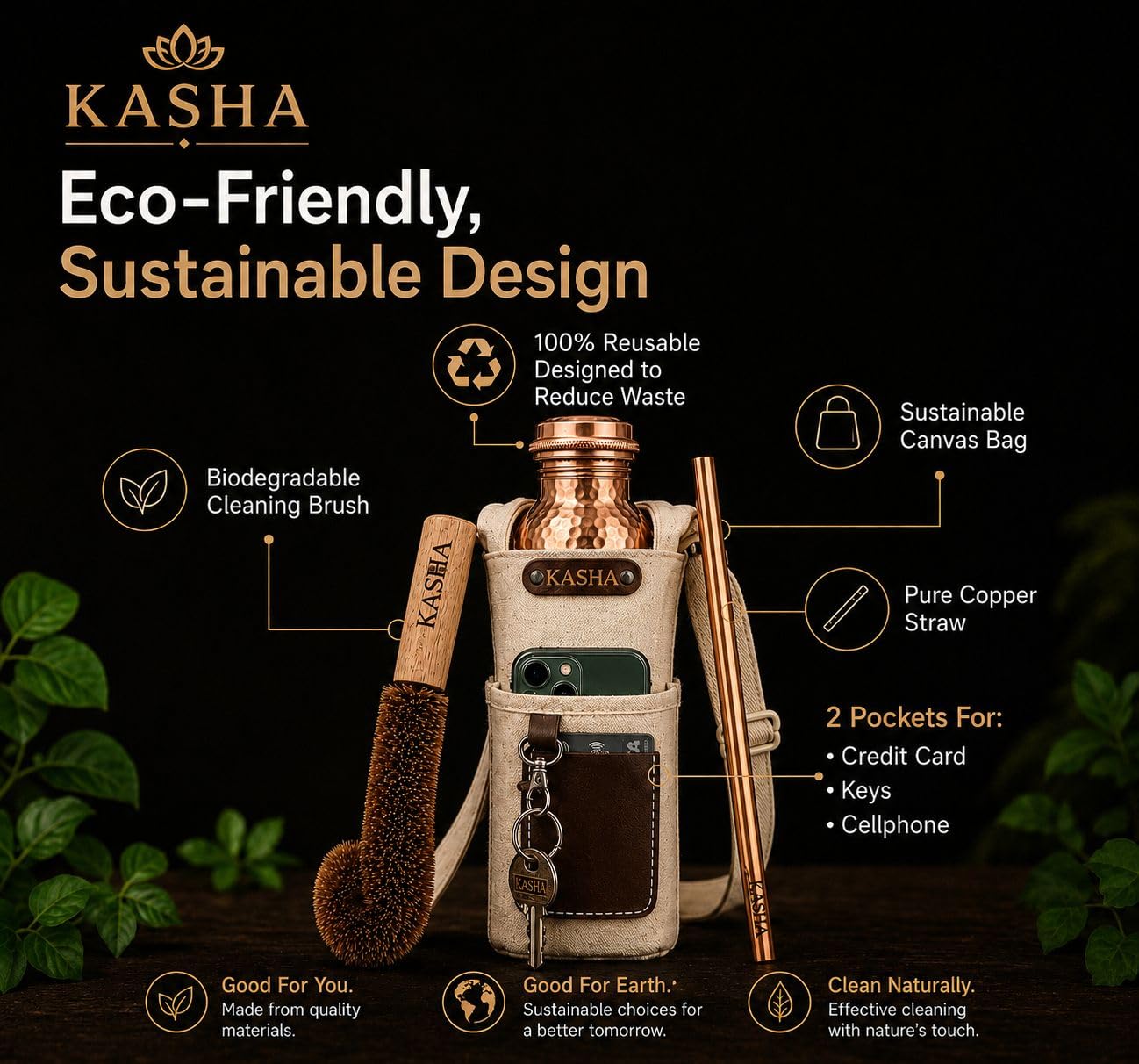 KASHA coconut coir cleaning brush showing gentle, eco-friendly maintenance