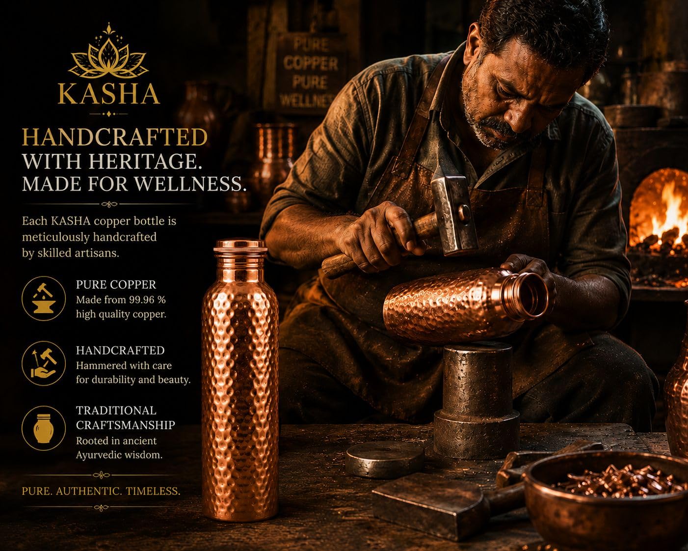 KASHA bottle on yoga mat lifestyle scene conveying wellness-friendly use