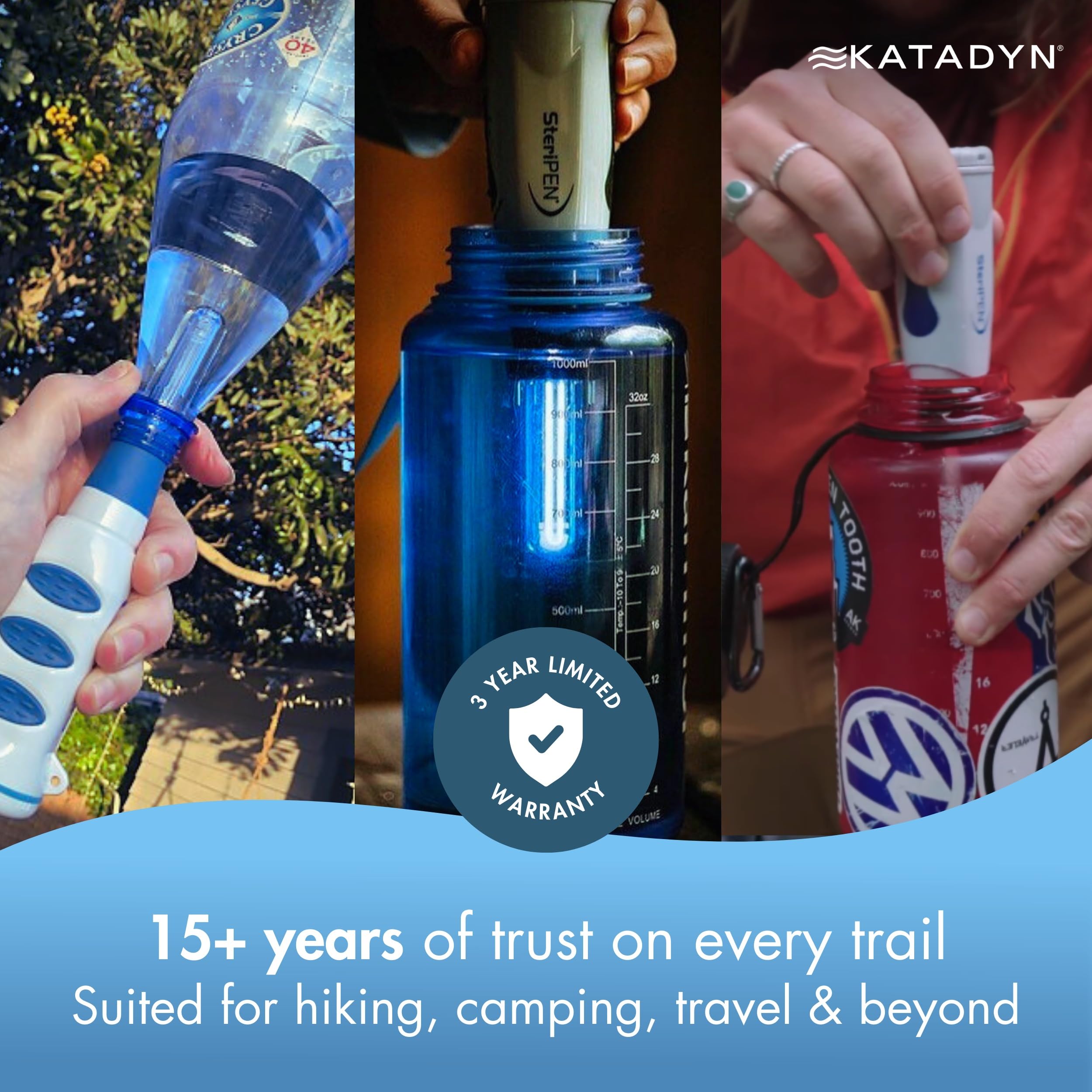 Katadyn SteriPen Classic 3 on campsite table illustrating travel-ready water safety