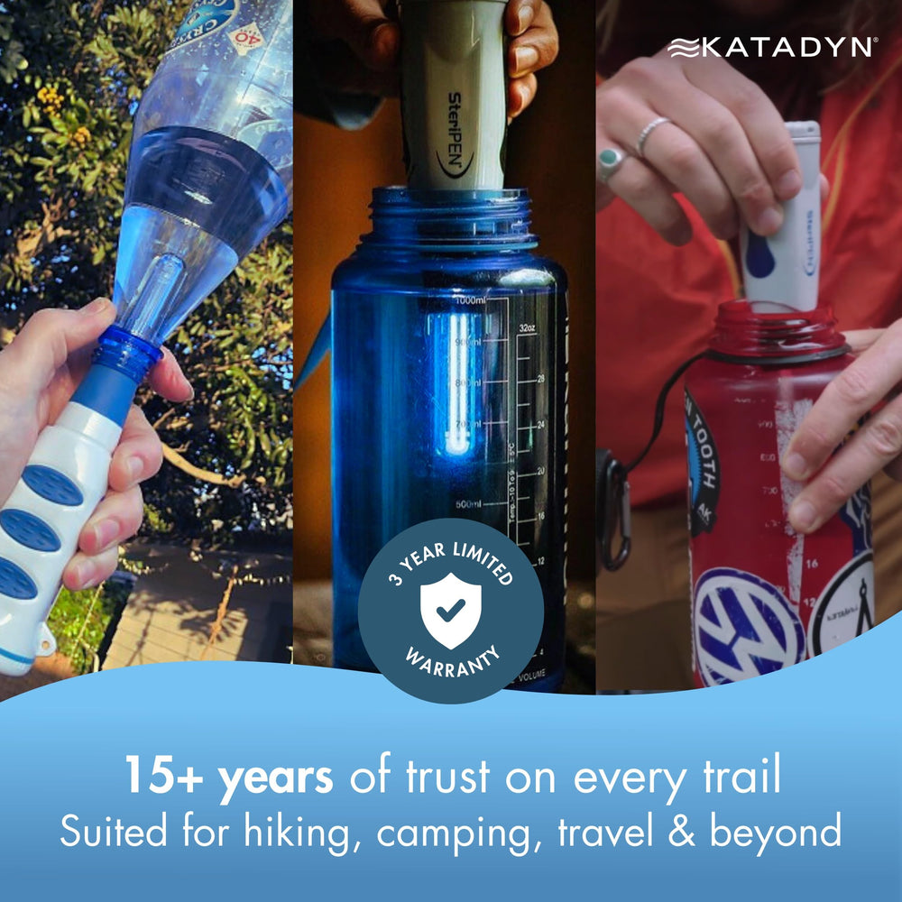 Katadyn SteriPen Classic 3 on campsite table illustrating travel-ready water safety