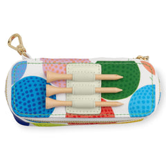 kate spade new york open pouch with balls and tees visible, quick access benefit