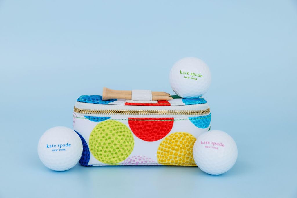 kate spade new york three branded golf balls displayed, ready-to-play convenience benefit