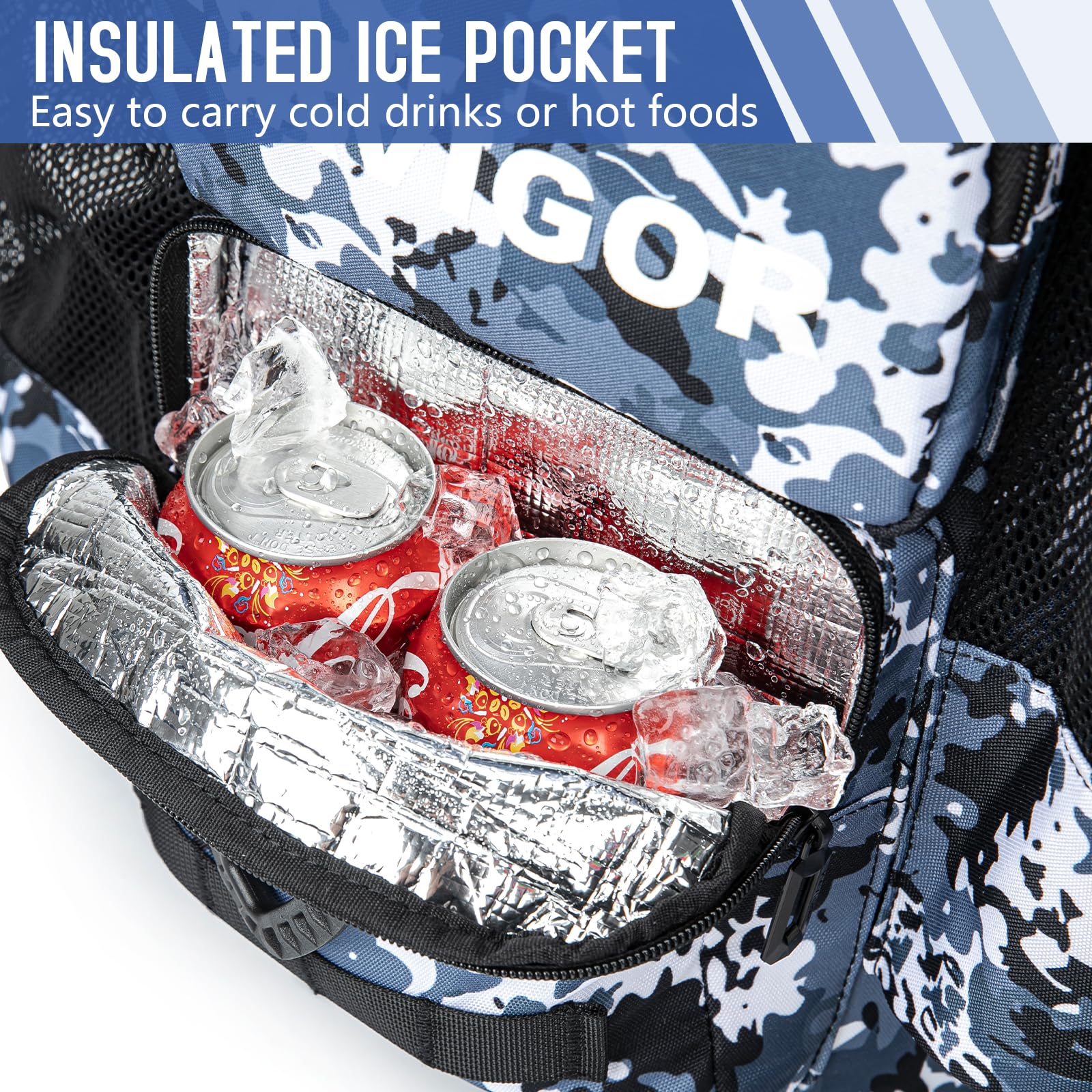 KAVIGOR hidden helmet pocket tucked away for secure equipment storage