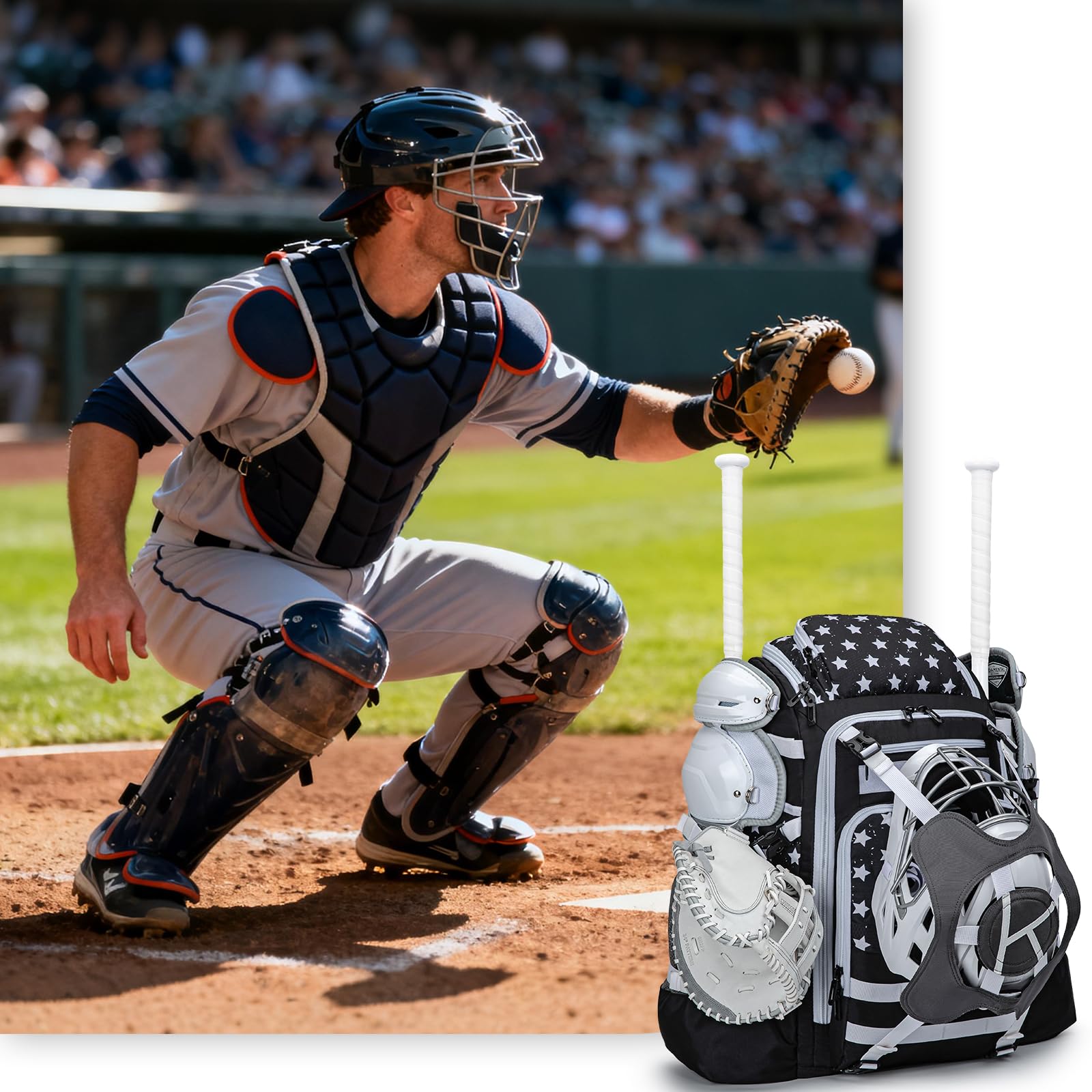 KAVIGOR bag on dugout bench showing tournament-ready transport benefit