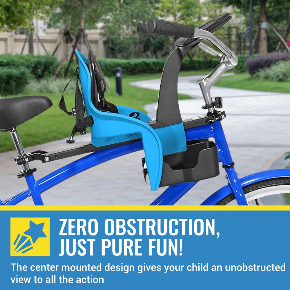 KaZAM seat mounted on bike with child enjoying forward-facing view
