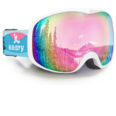 Keary front view of goggles showing full-face coverage and clear vision