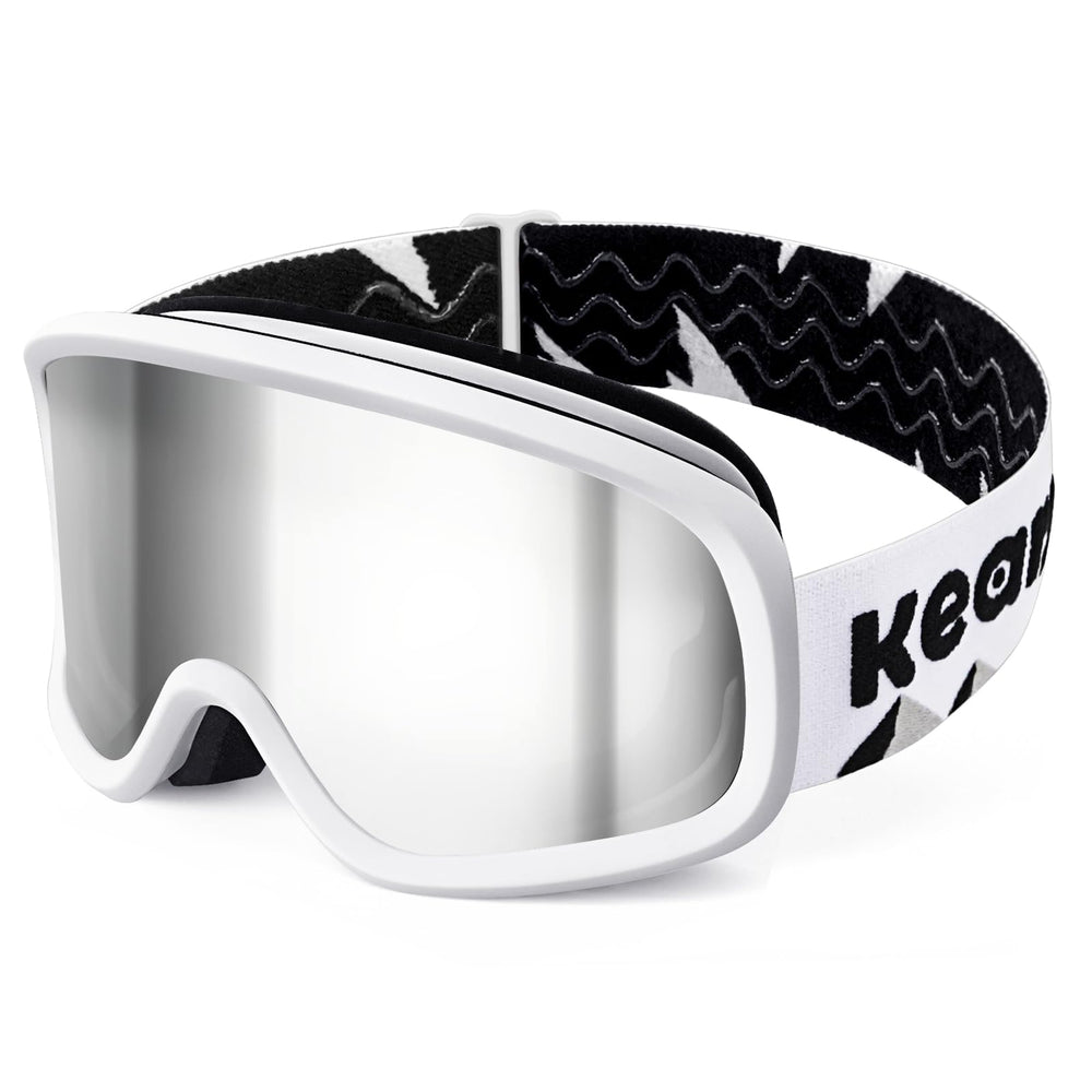Keary front view of goggles showing frame and lens with UV protection benefit