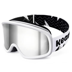 Keary front view of goggles showing frame and lens with UV protection benefit