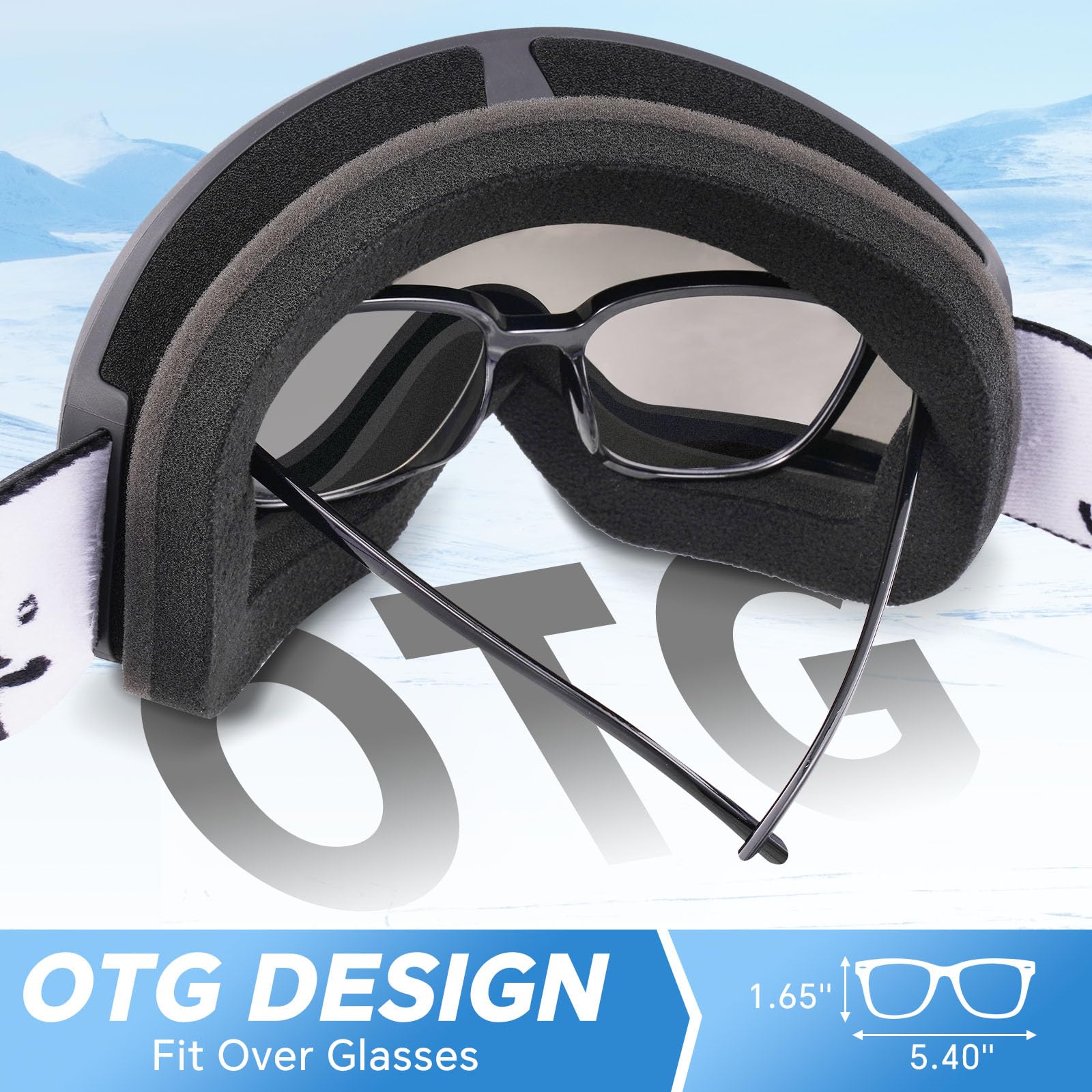 Keary goggles in use on snowboarder showing clear sight and UV protection