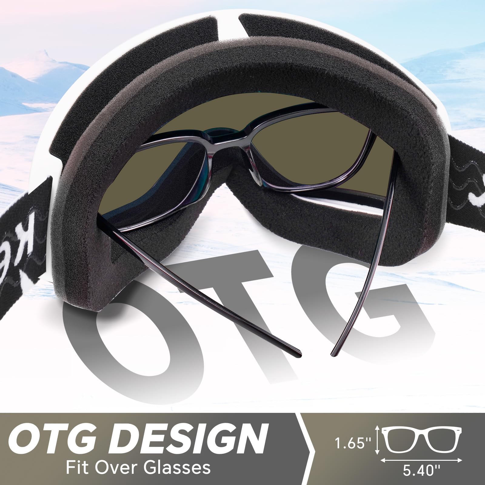Keary goggles worn by snowboarder illustrating clear vision on slopes benefit