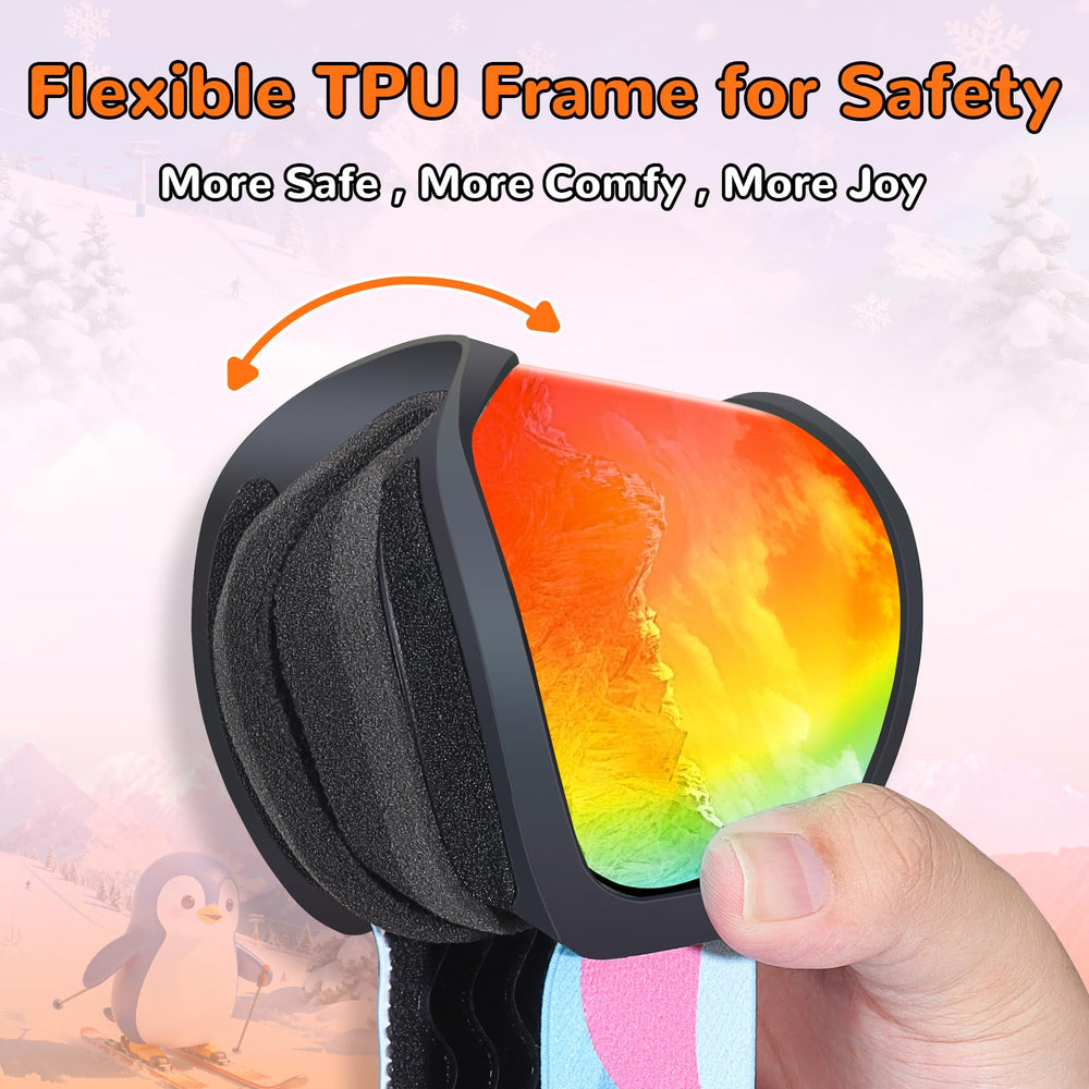Keary goggles next to hand for size scale and easy fit benefit