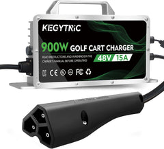 Kegytric front view of charger showing compact shape and durable build for easy replacement