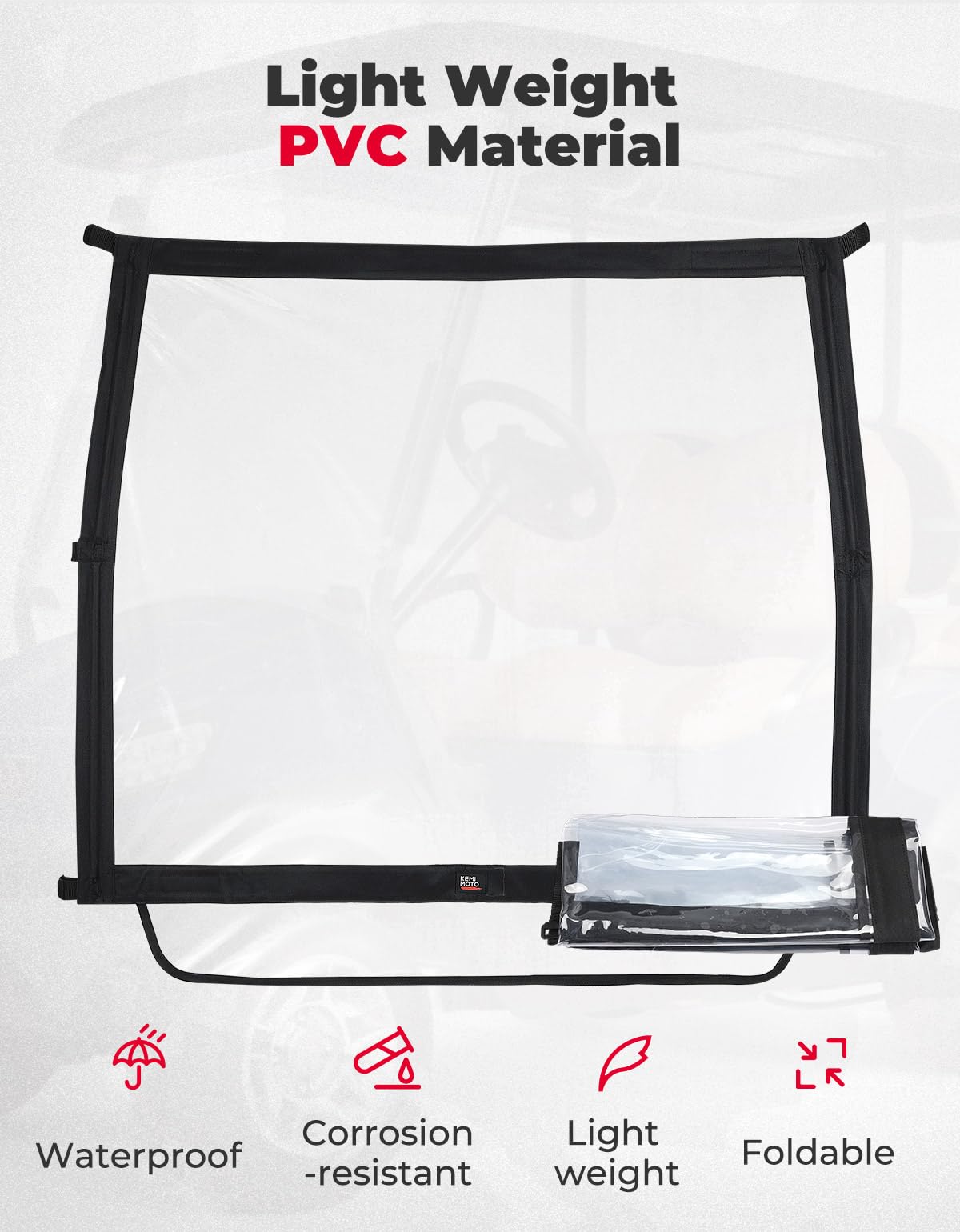 KEMIMOTO close-up of transparent PVC vinyl for clear visibility