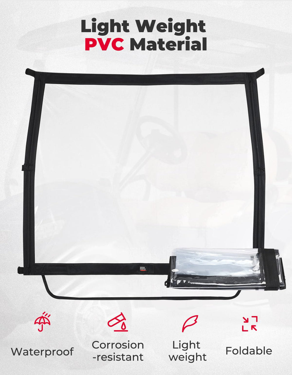 KEMIMOTO close-up of transparent PVC vinyl for clear visibility