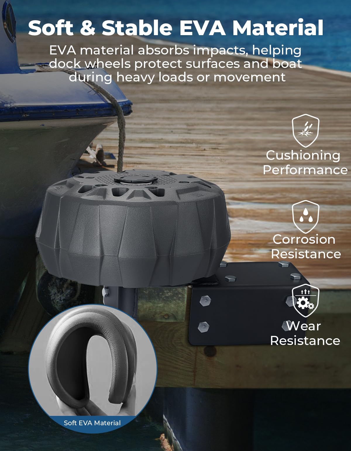 KEMIMOTO close-up of EVA texture highlighting impact resistance and no-inflate benefit