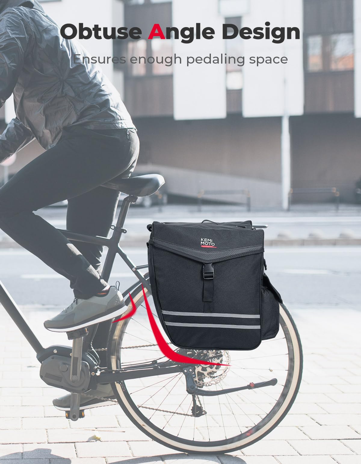 KEMIMOTO fastener straps and side hooks securing panniers and stabilizing load