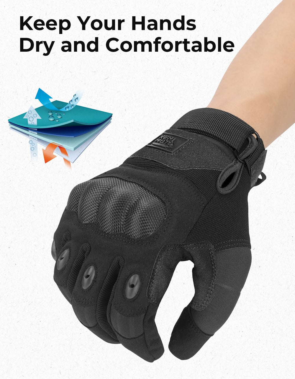KEMIMOTO finger ventilation holes showing breathability and comfort