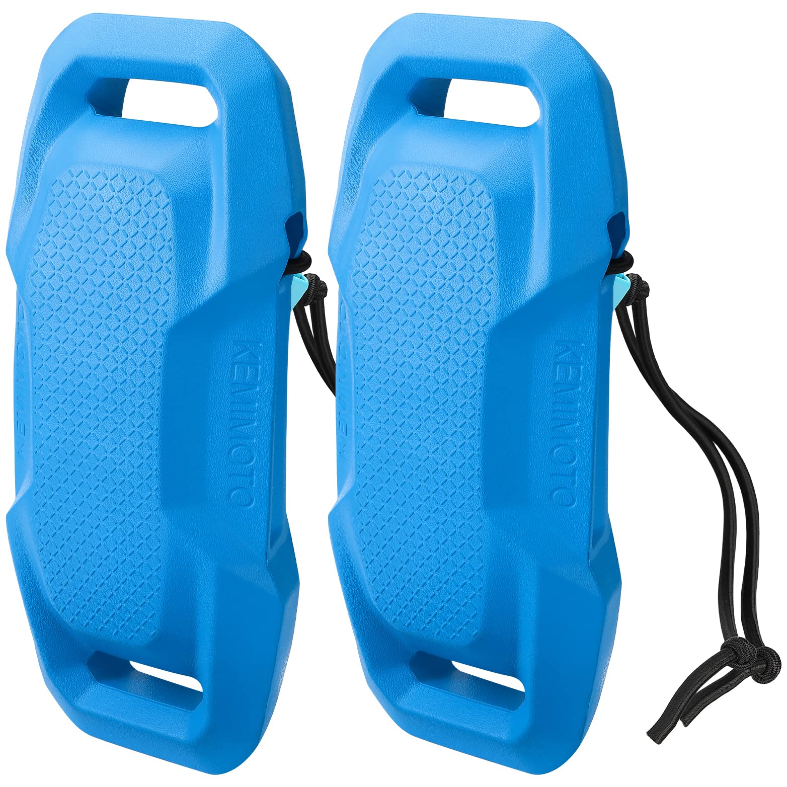 KEMIMOTO front view of two blue boat fenders showing full shape and protection
