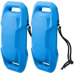 KEMIMOTO front view of two blue boat fenders showing full shape and protection