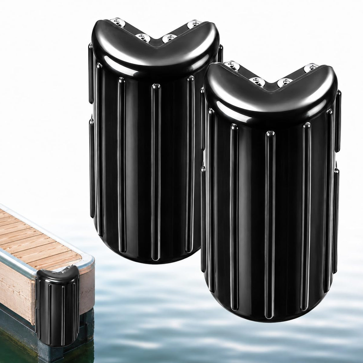 KEMIMOTO front view of dock bumper showing full profile and protection benefit