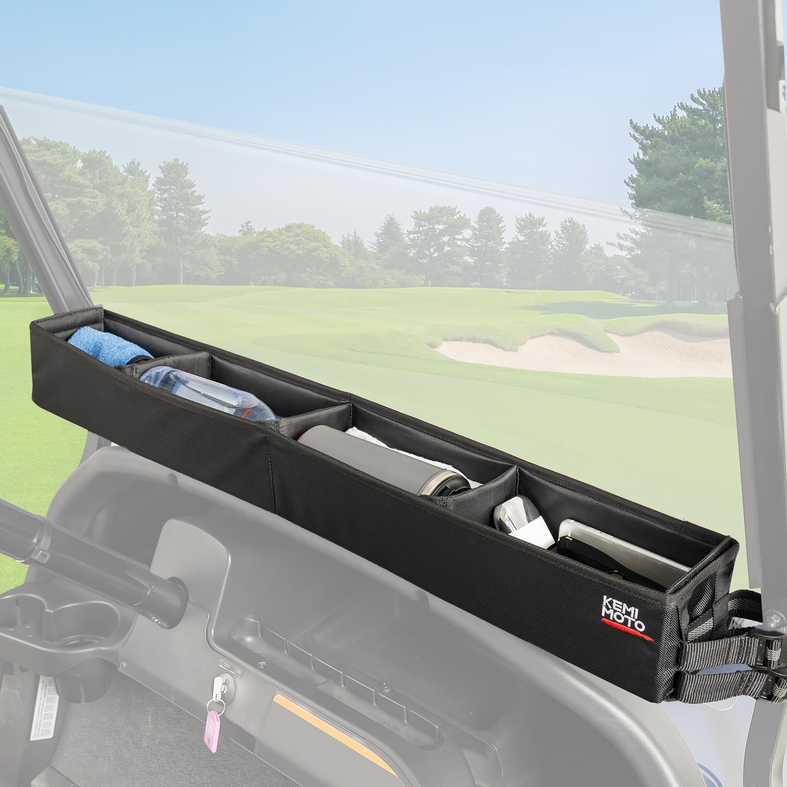 KEMIMOTO front-mounted organizer showing neat front storage benefit