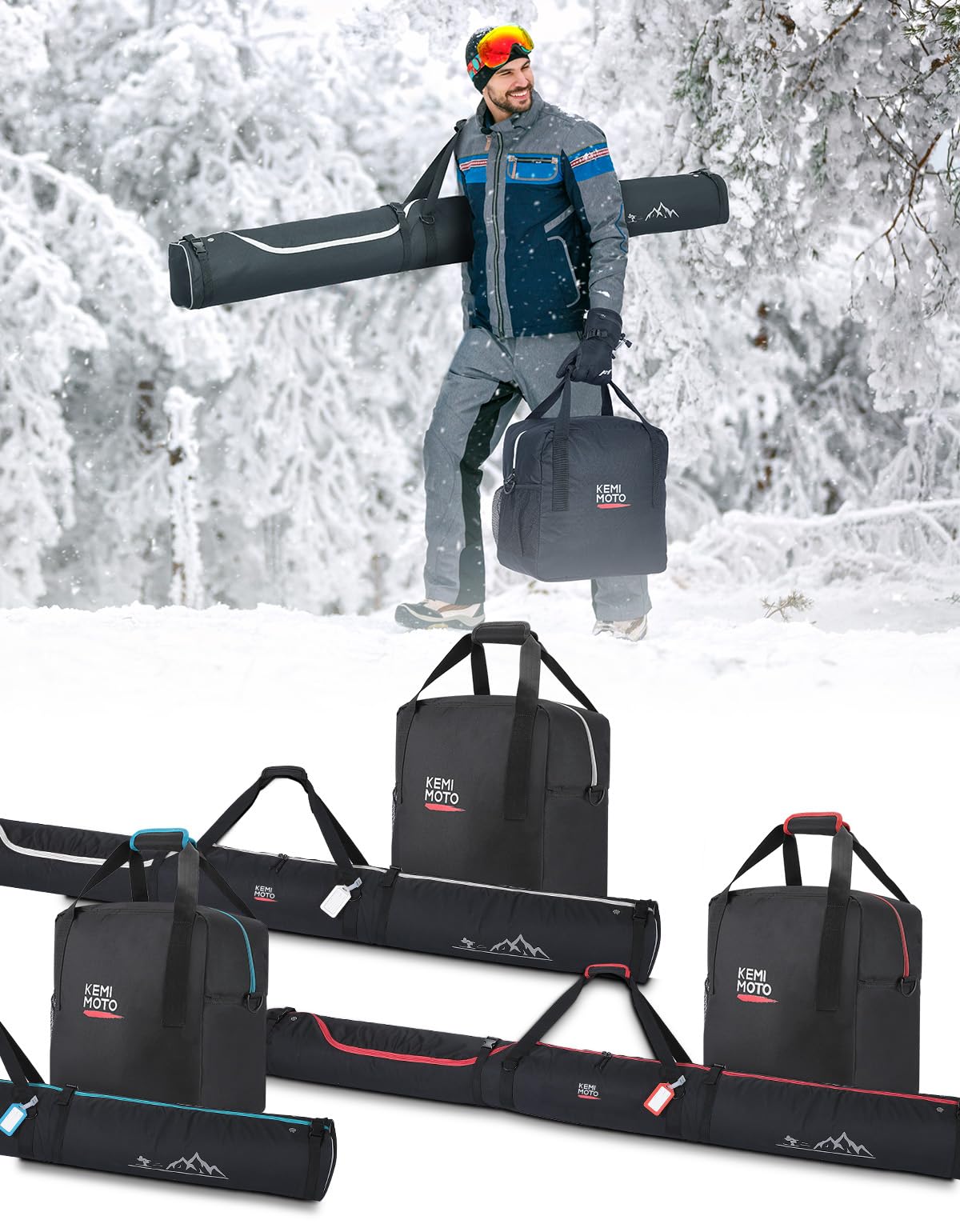 KEMIMOTO lifestyle image loading bag into car at ski resort for hassle-free travel