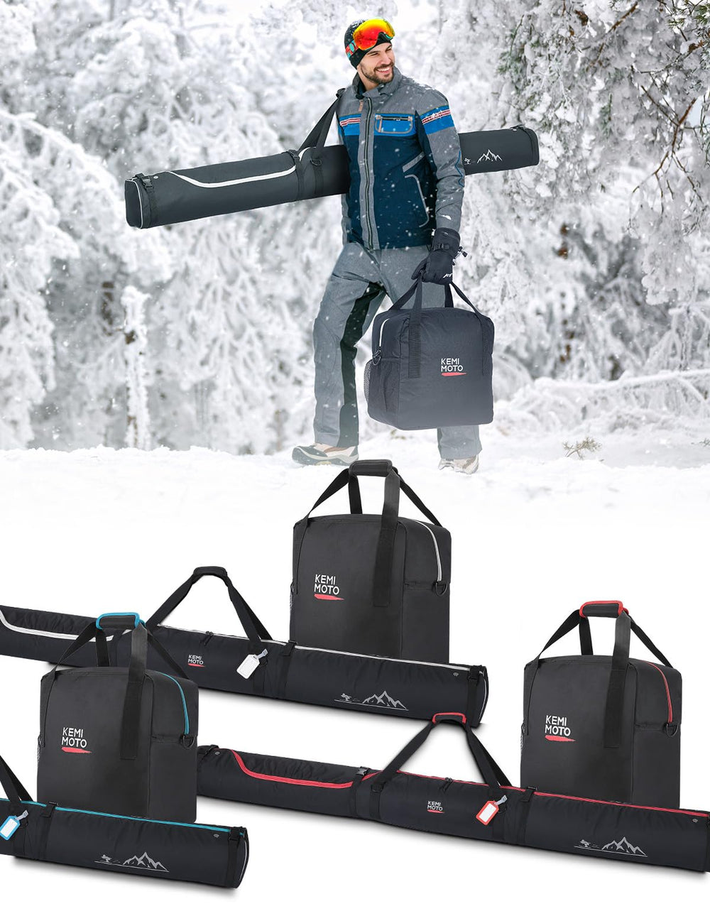 KEMIMOTO lifestyle image loading bag into car at ski resort for hassle-free travel