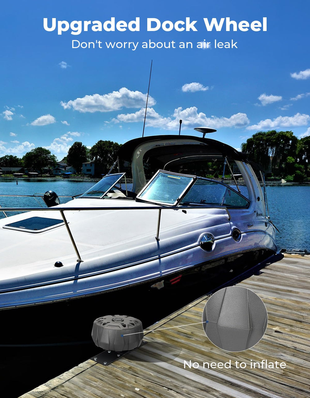 KEMIMOTO corner-mounted wheel rotated for 90-degree dock protection and guidance