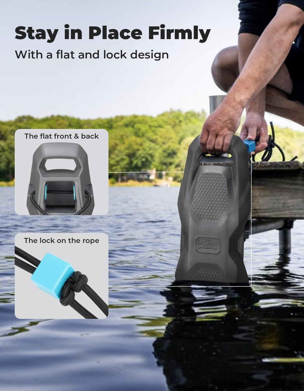 KEMIMOTO mounted on bow demonstrating secure, immediate fender protection