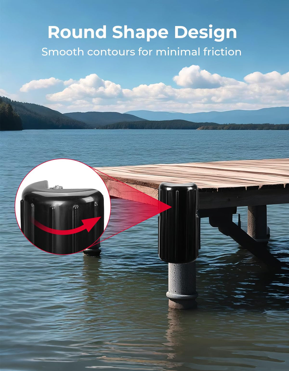 KEMIMOTO mounted on dock corner illustrating secure attachment and impact protection