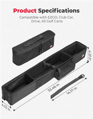 KEMIMOTO mounted on EZGO cart showing secure strap attachment and no-drill installation benefit