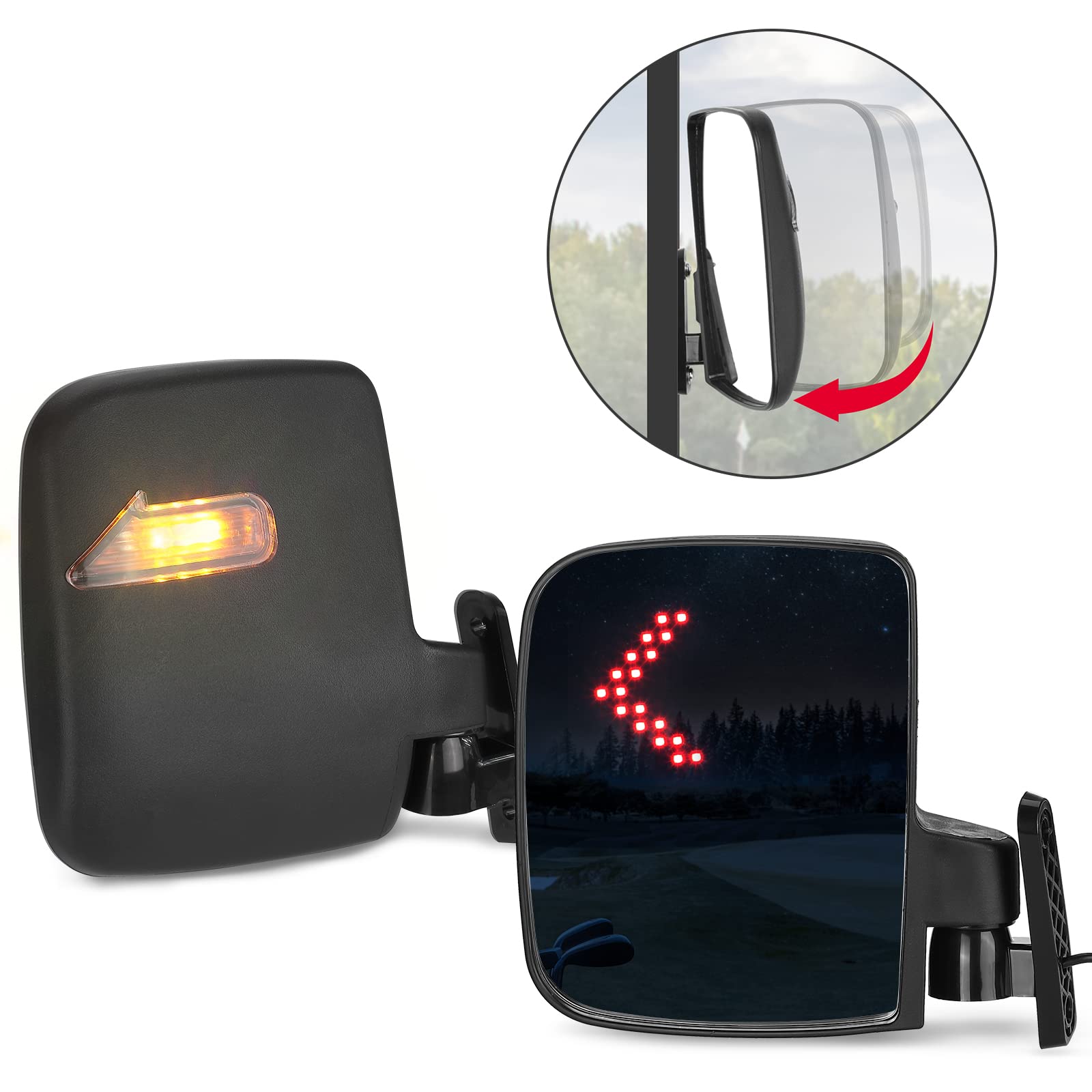 KEMIMOTO mirror installed on golf cart improving blind spot coverage
