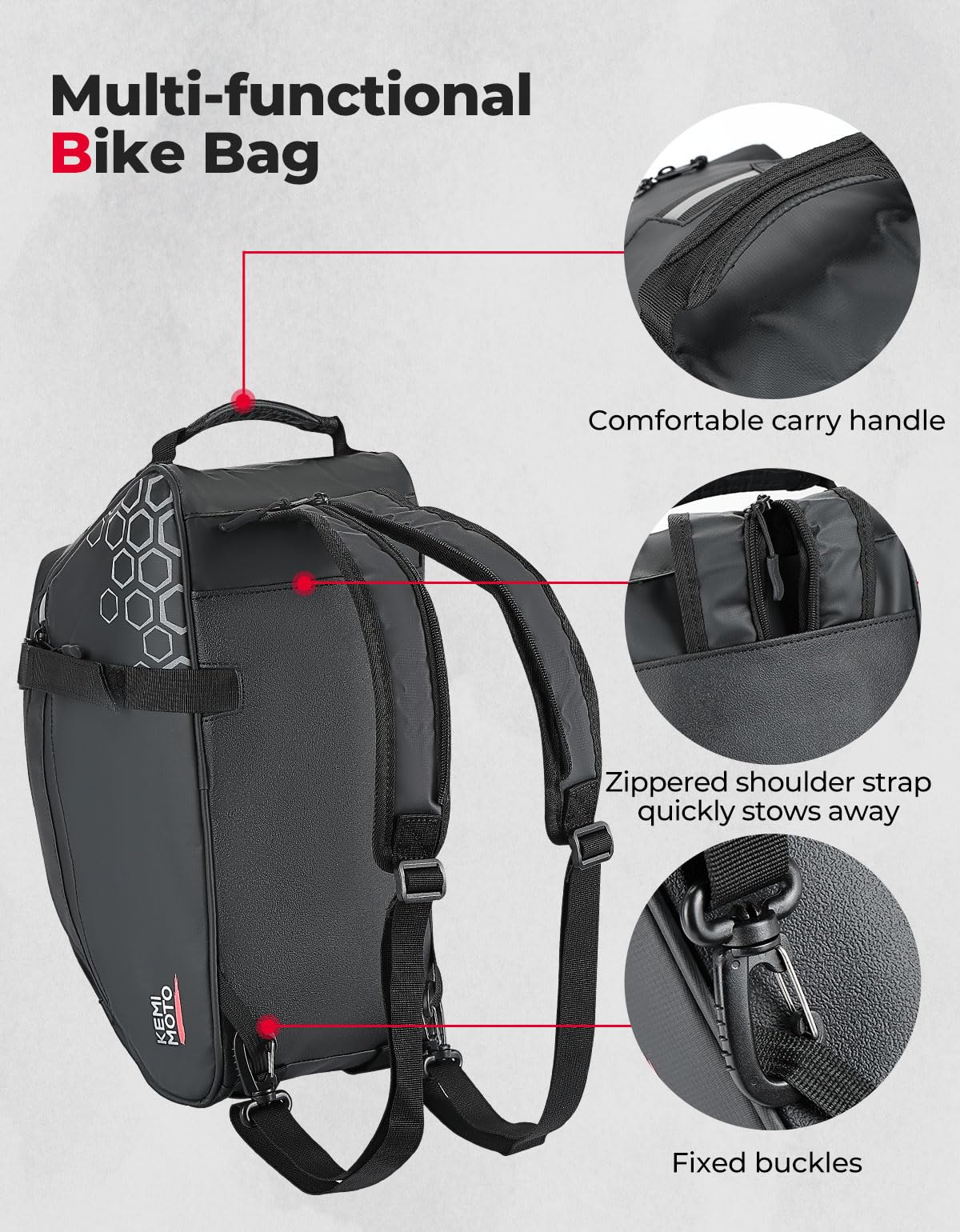KEMIMOTO reflective stripes and tail-light loop for safer night visibility