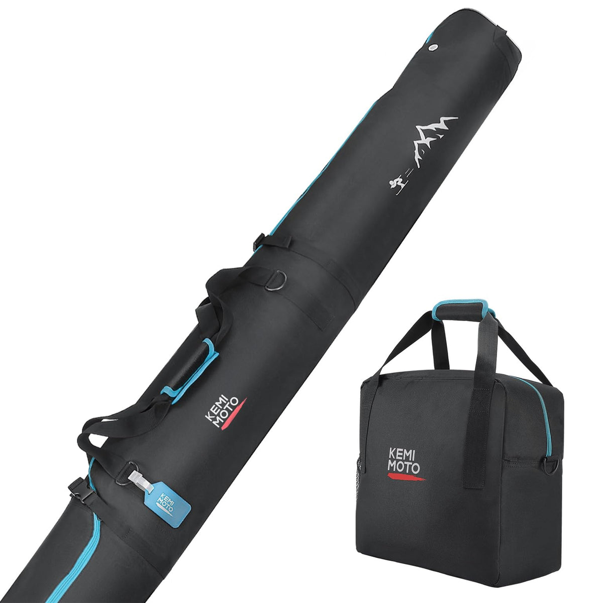 KEMIMOTO front view of ski bag showing protective padding and durable shell