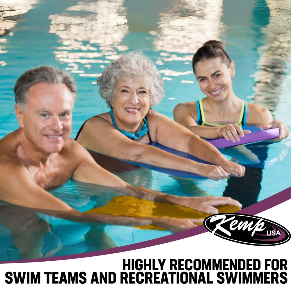 Kemp USA kickboards in purple red yellow royal blue for easy grouping