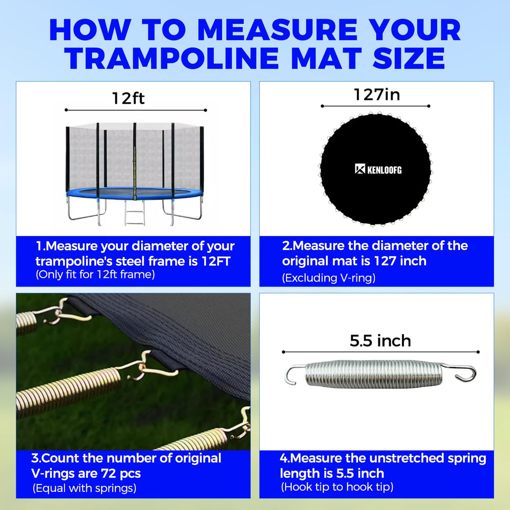 KENLOOFG mat next to measuring tape for accurate 127-inch size verification