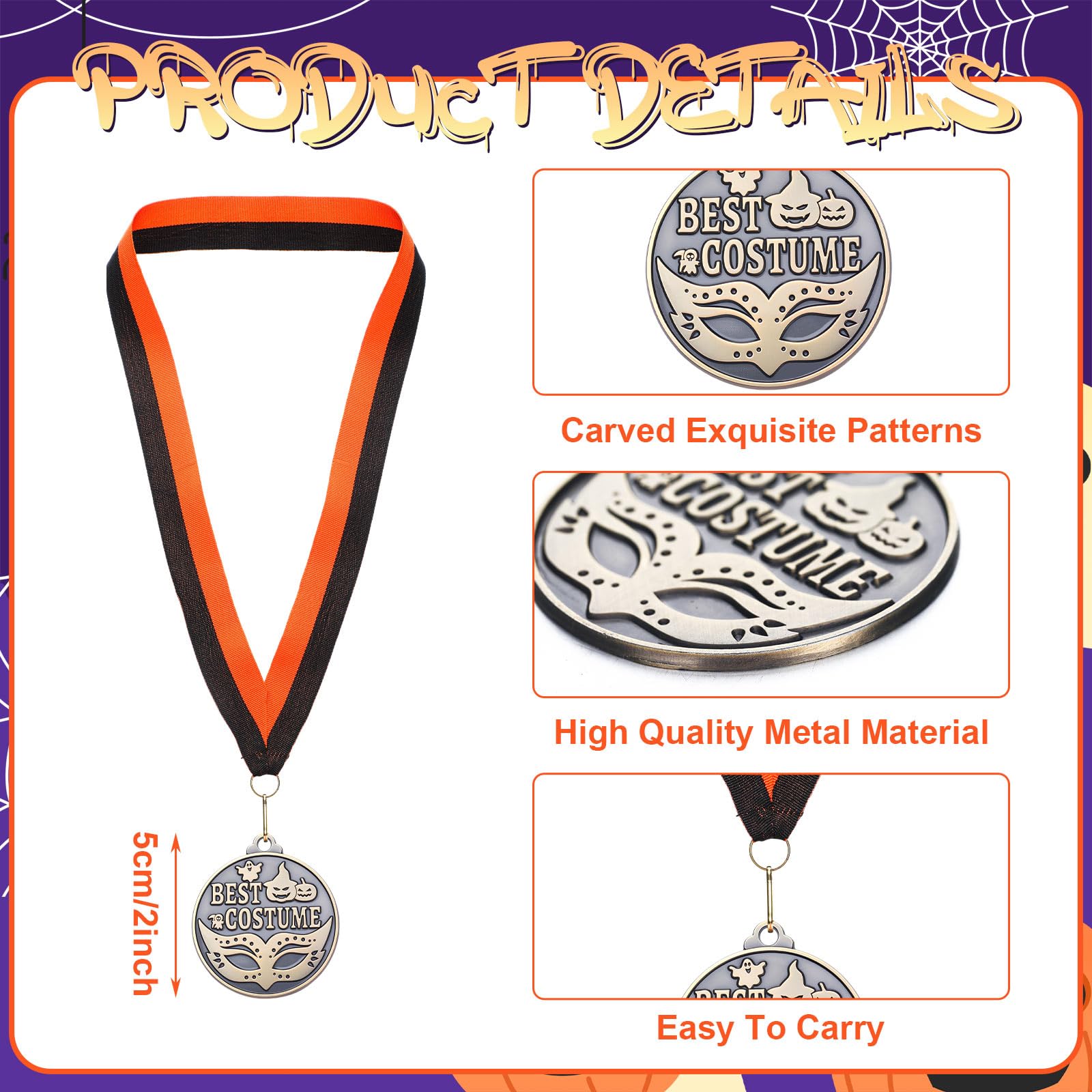 Kenning close-up of medal texture and mask details highlighting durable metal finish