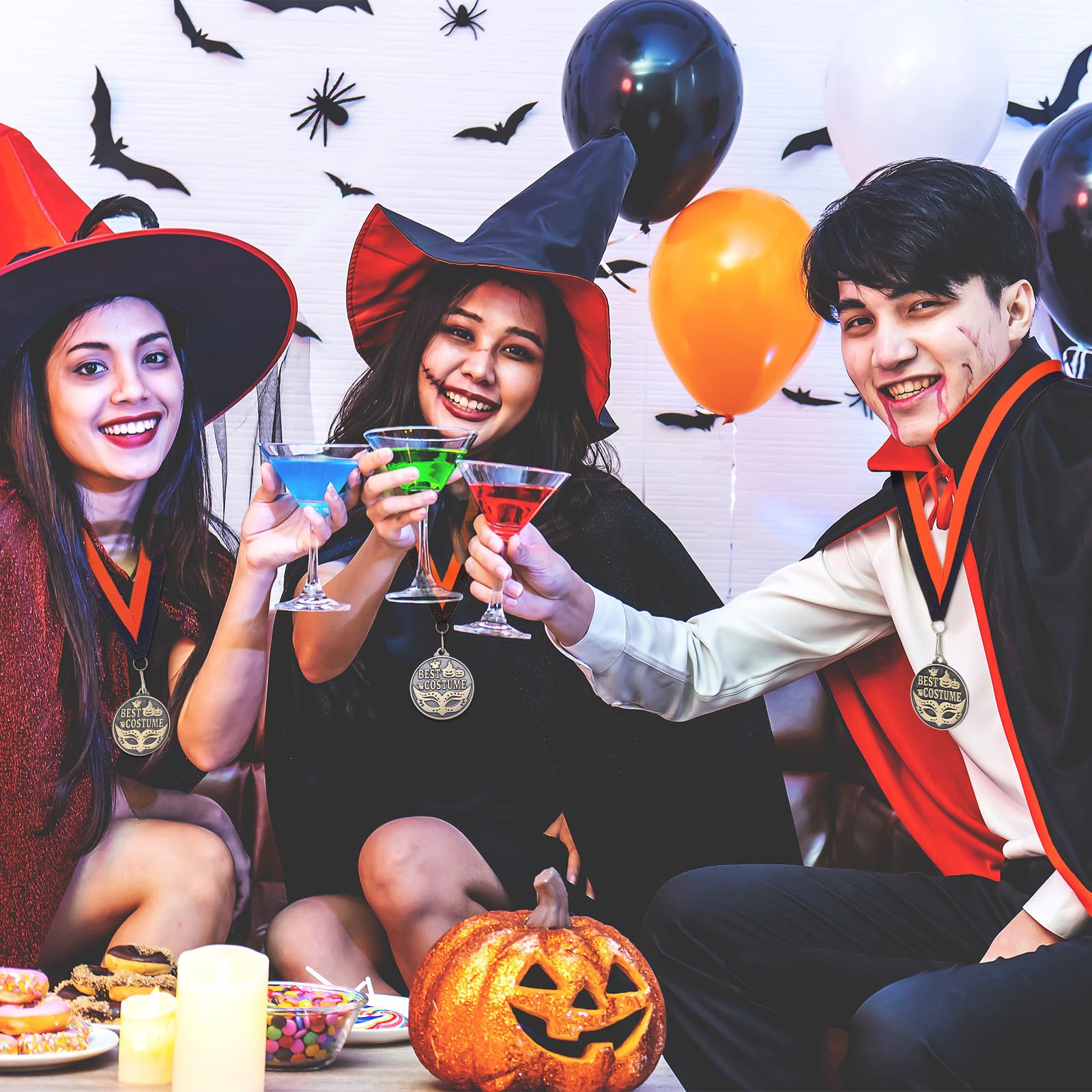 Kenning medals arranged on Halloween party table adding festive decoration and prizes