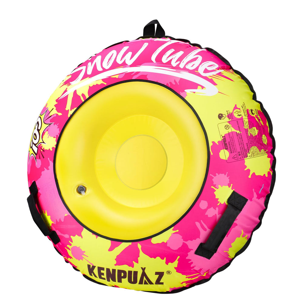 KENPUAZ front view of red 47-inch snow tube showing durable cover and size benefit