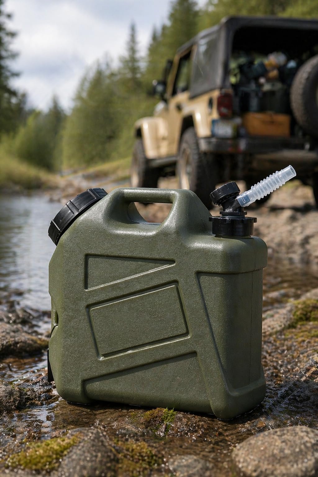 KensTro jug stored in RV compartment demonstrating space-saving organization