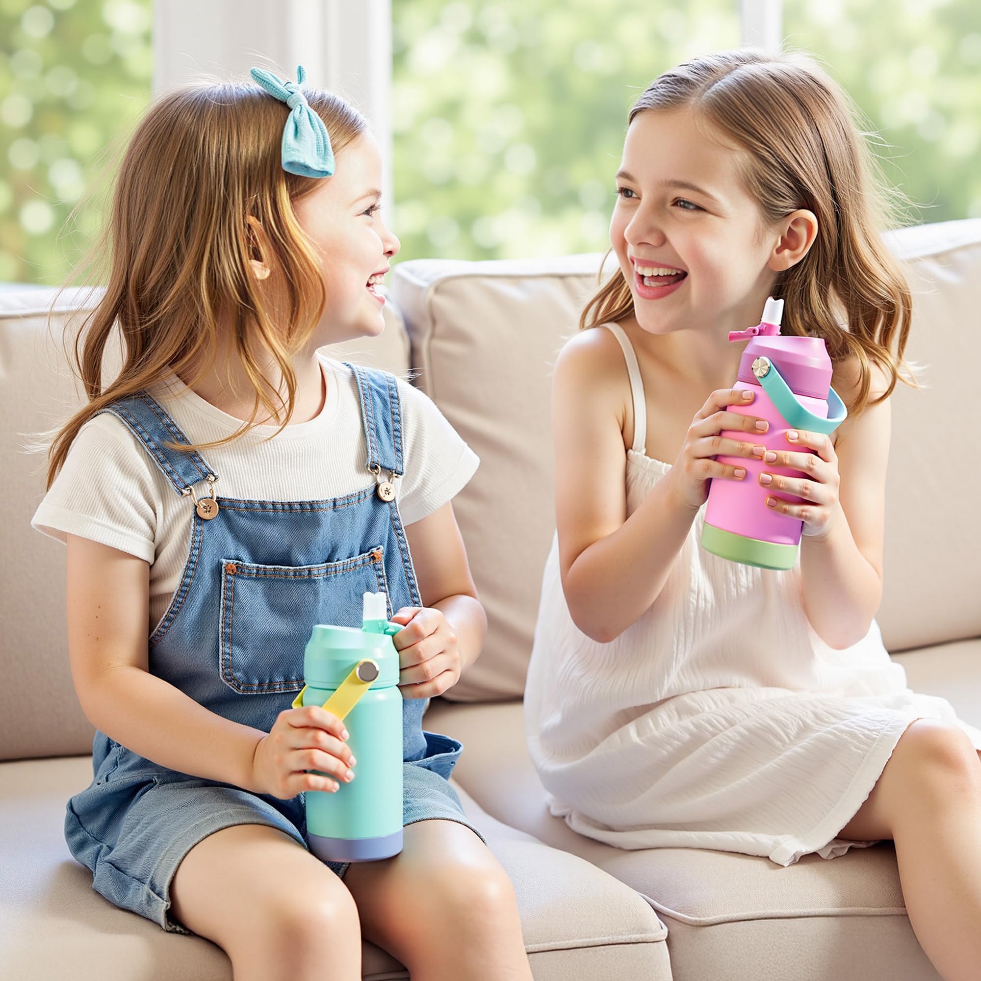 Kerilyn bottles in a school backpack depicting travel-ready hydration