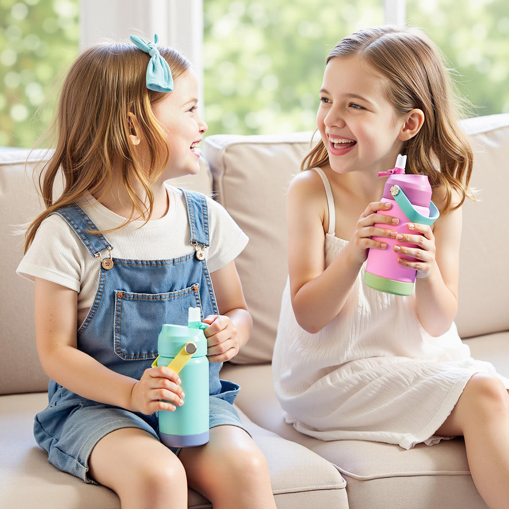 Kerilyn bottles in a school backpack depicting travel-ready hydration