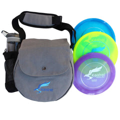 Kestrel front of set showing three discs and bag for quick play