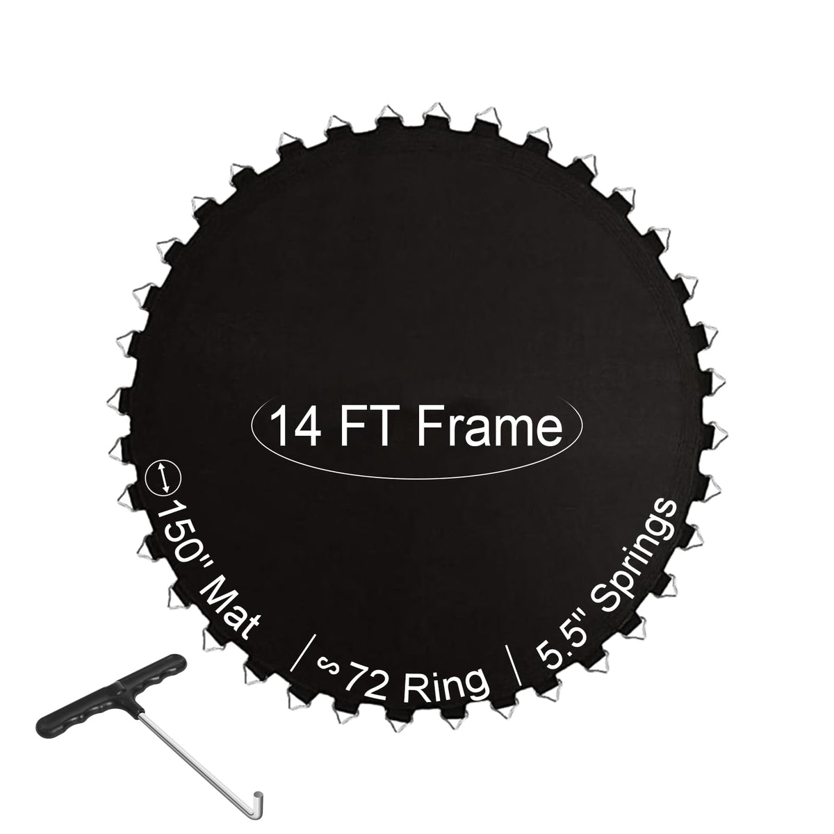 Ketofa front view of 14 ft trampoline mat showing fit and label for easy replacement