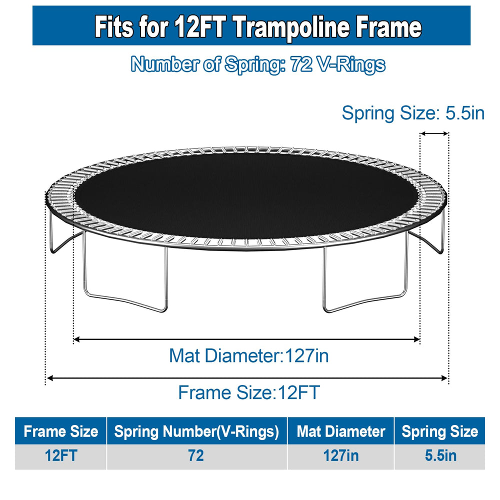 Ketofa mat installed on a 12 ft trampoline demonstrating restored bounce