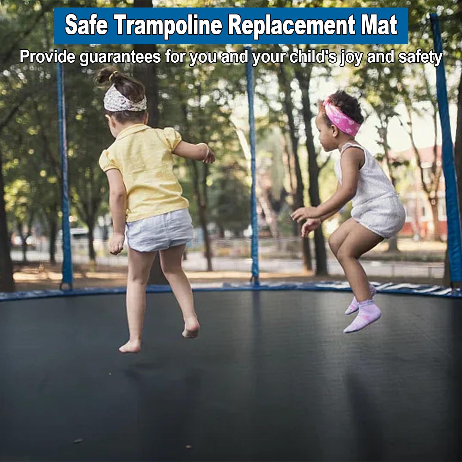 Ketofa installed on backyard trampoline showing safer jumping surface