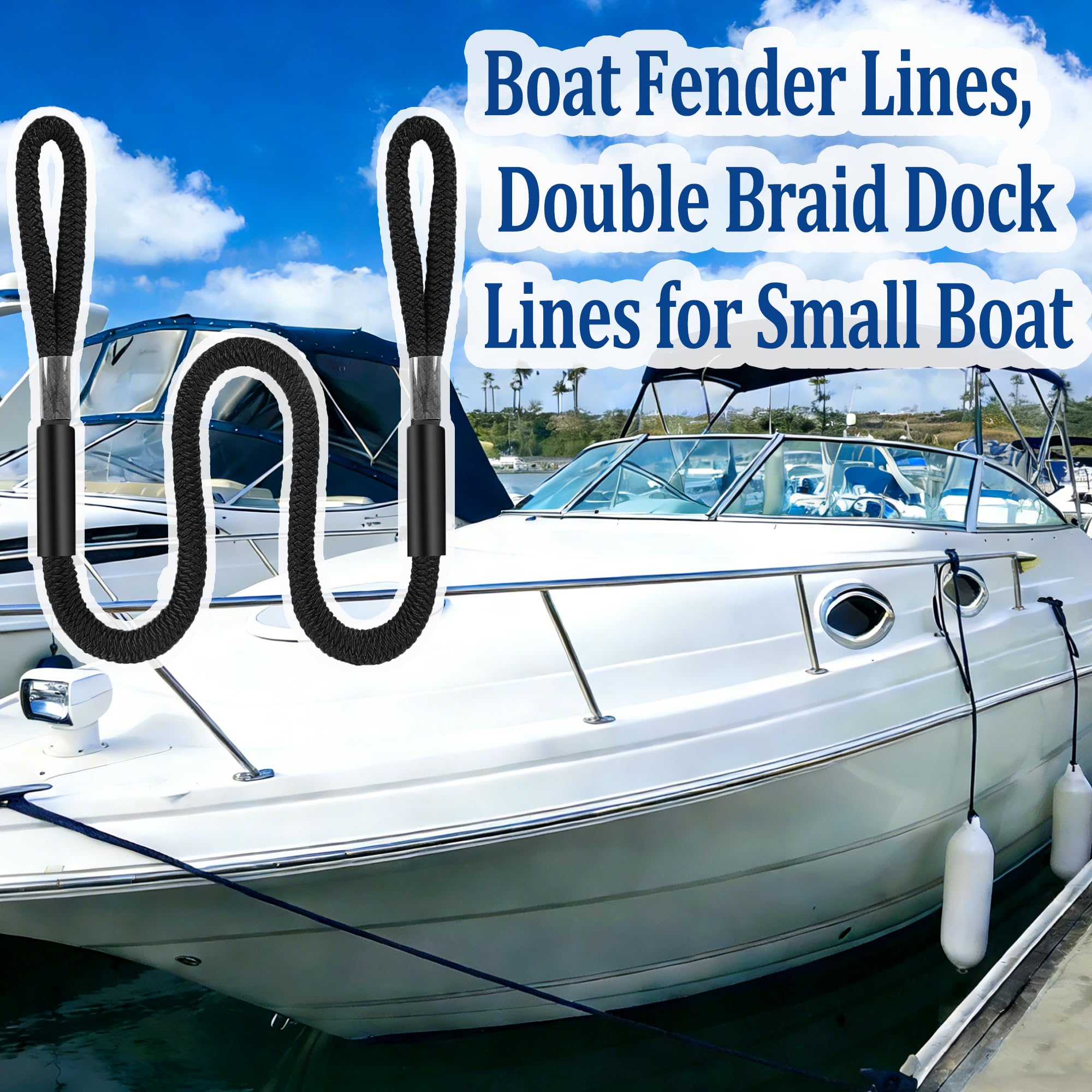 Kewow line running along fender protecting boat hull from chafe