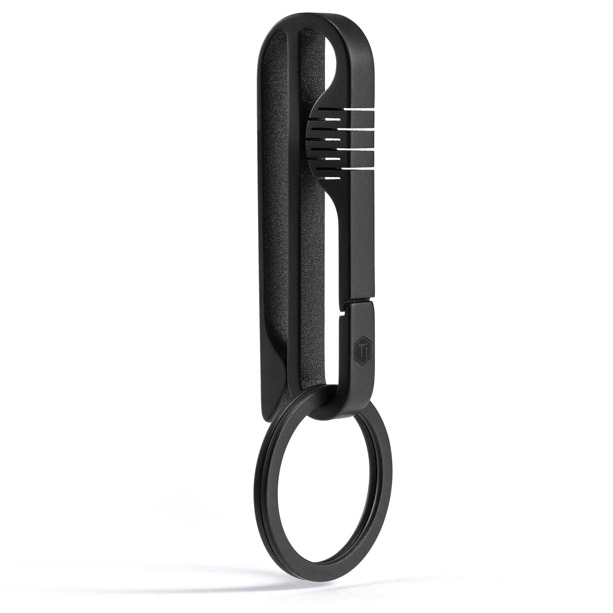 KeyUnity KM03 front view showing compact titanium clip and secure hold