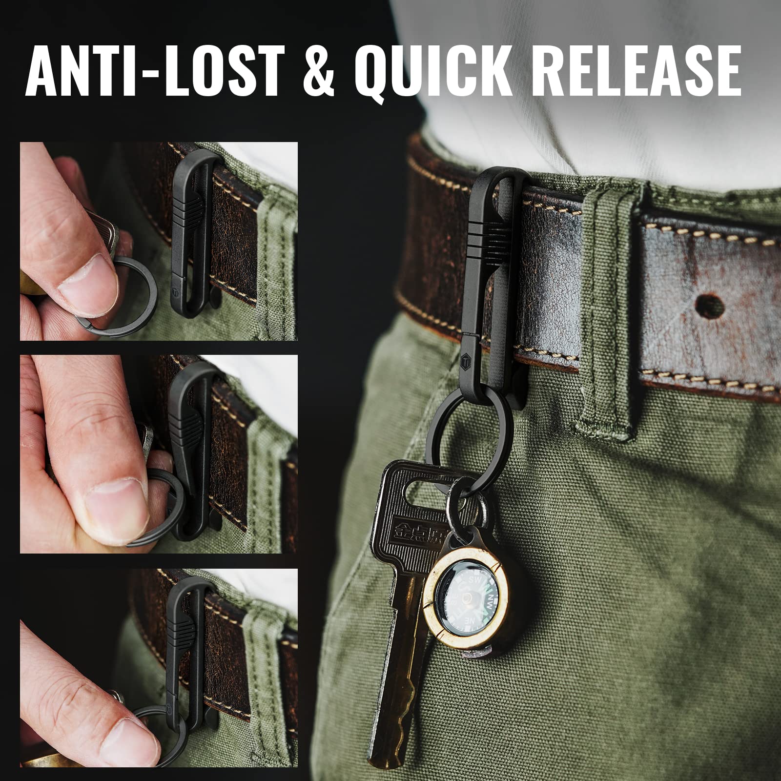 KeyUnity KM03 clipped to duty belt for quick access and firm retention