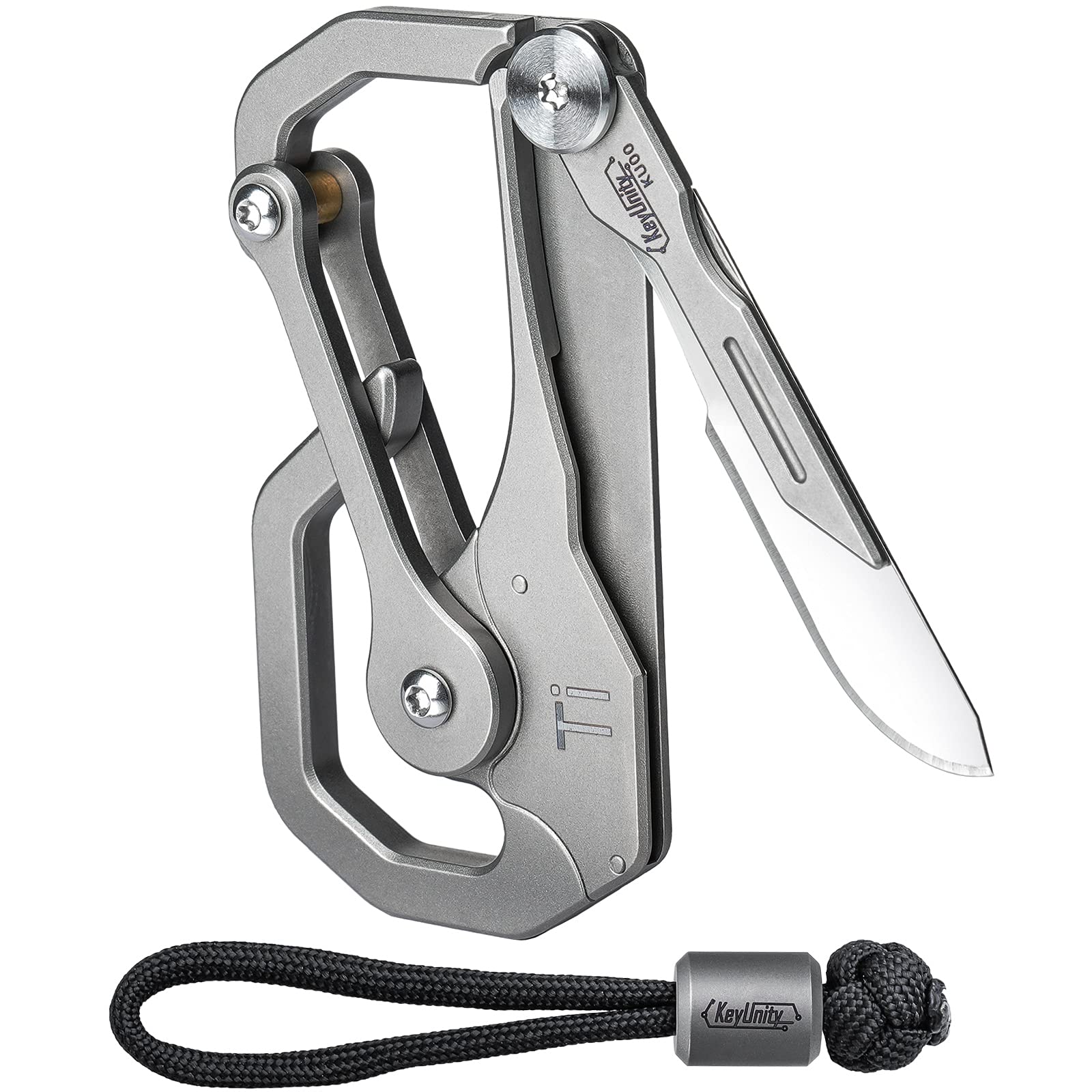 KeyUnity KU00 front view showing carabiner and closed multitool benefit durable carry